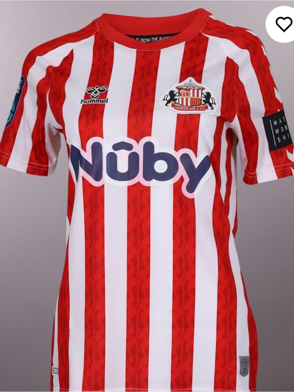 Women's red and white "Nuby" soccer jersey